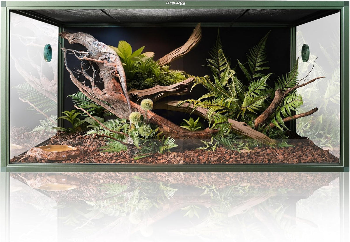 120 Gallon Reptile Tank, Stackable 4x2x2 Reptile Enclosure – Essentials for Reptiles And Amphibians - Earthy Green / 120 Gallon