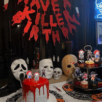 Zhuoweism Halloween horror Happy Birthday glitter cake topper on bamboo stick - view 16