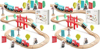 Tiny Land 39 Pcs Wooden Train Set for Toddler Ages3+ with Wooden - 39PCS Train Set (Pack of 2)