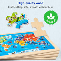 SYNARRY Large Unicorn Princess Fairy Wooden Puzzles for Kids Ages 4-6 – Fun for Kids & Family - US World Earth Solar System - image 4