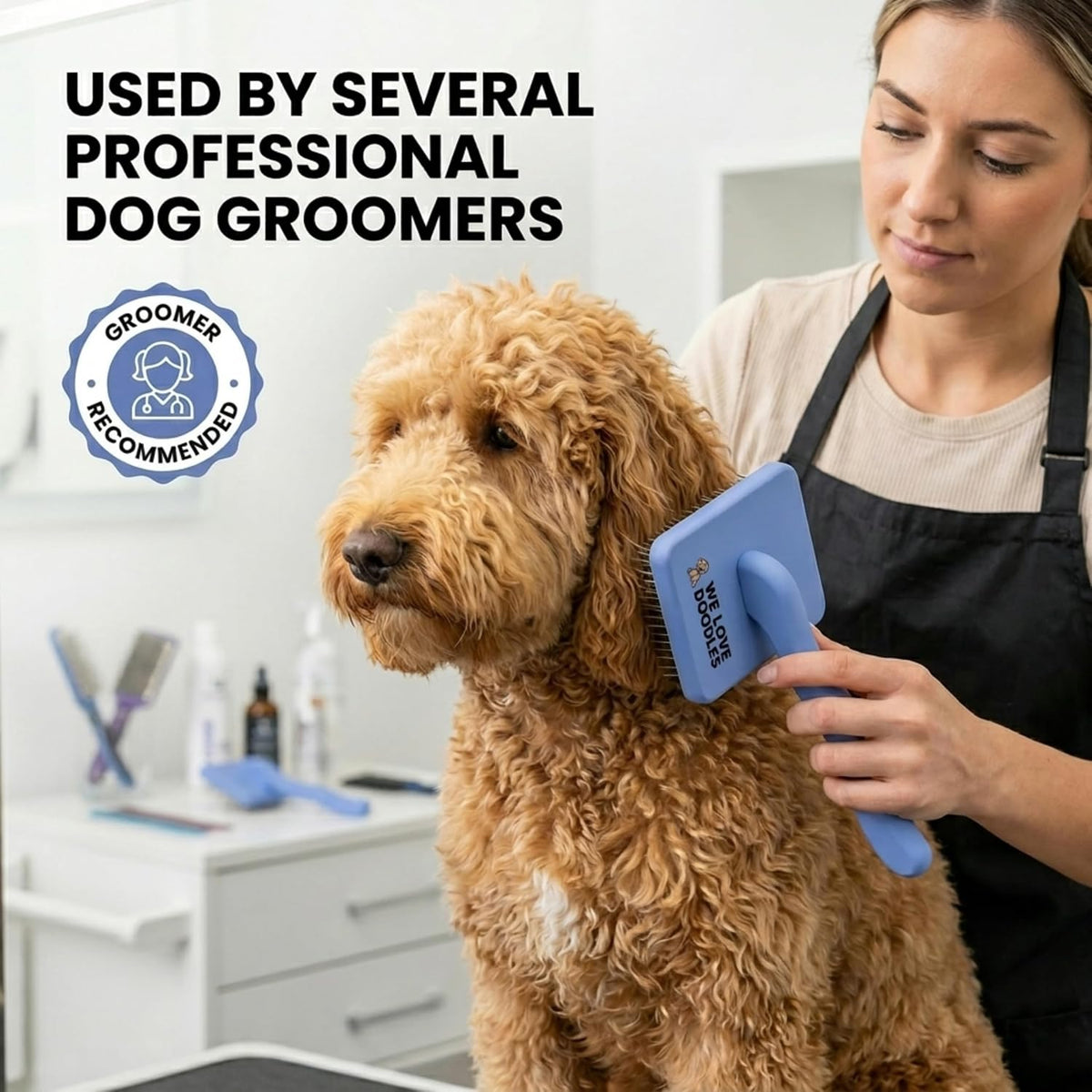 Slicker Brush for Dogs, Pet Grooming Brushes for Doodles & Poodles, Large – Essentials for Dogs - Large - image 4