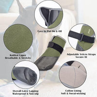 Dog Shoes Lightweight Dog Boots-Breathable Knitted Paw Protector with Adjustable Strap for Hot Pavement, Rain Walking, Hardwood Floors Anti Slip Reduce Noise, Prevent Licking Paws(Green,XXL)
