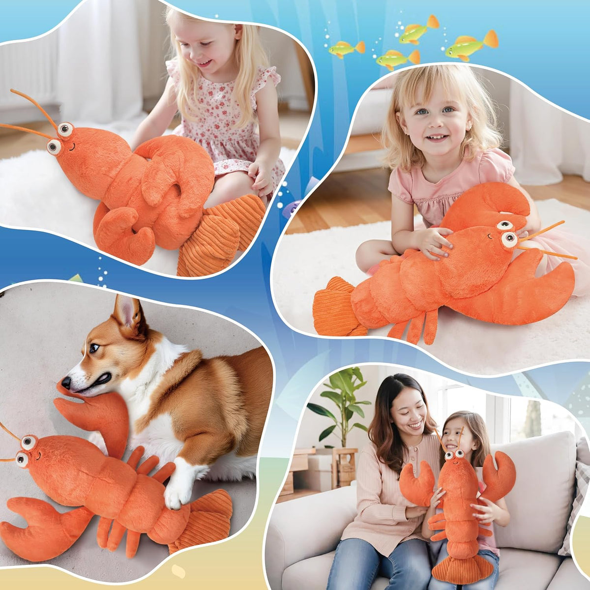 Niuniu Daddy Weighted Stuffed Animals - 3.3 Pounds / Lobster / Ocean - image 4