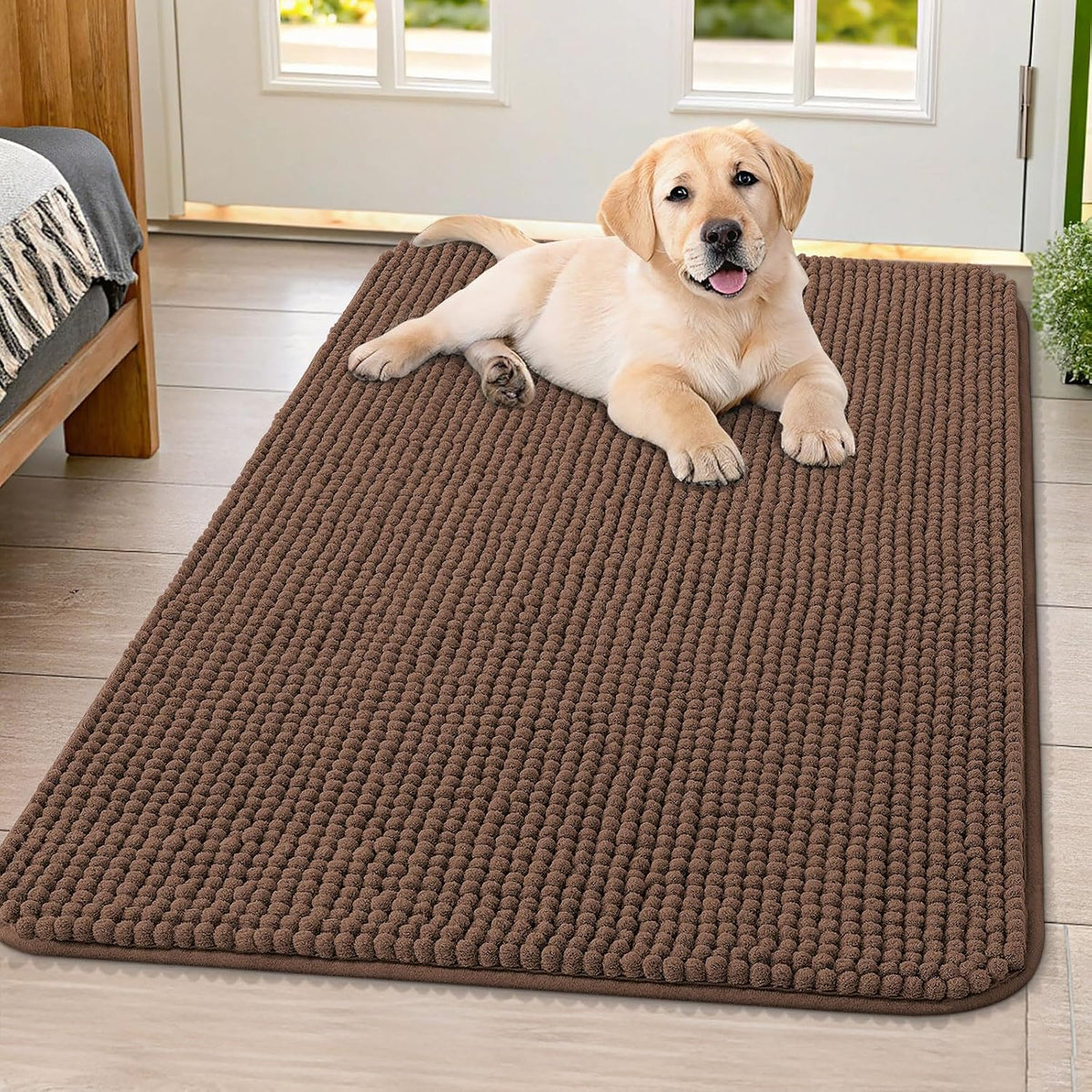 Smiry Dog Door Mat for Muddy Paws 30x20 - 40"X32" / Coffee