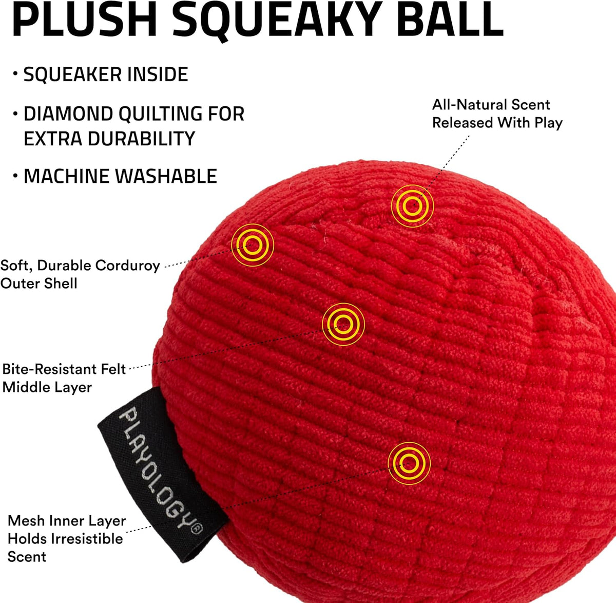 Playology Durable Plush Bone Toy, Squeaky Bone, Jumbo - Medium Ball / Beef - image 2