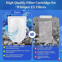10 Pack EX Filter Cartridges Aquariums, Compatible with Whisper EX30/EX45/EX70 Filters,Large Carbon Filter Cartridges