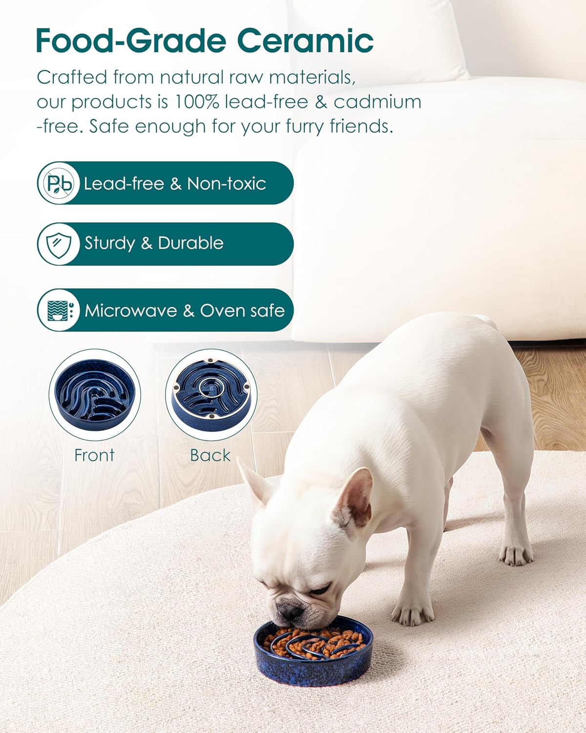 vancasso Slow Feeder Dog Bowl - Blue / 0.6 Cups - image 4