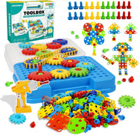 IIROMECI 280 piece gears building toy set with motor and toy drill