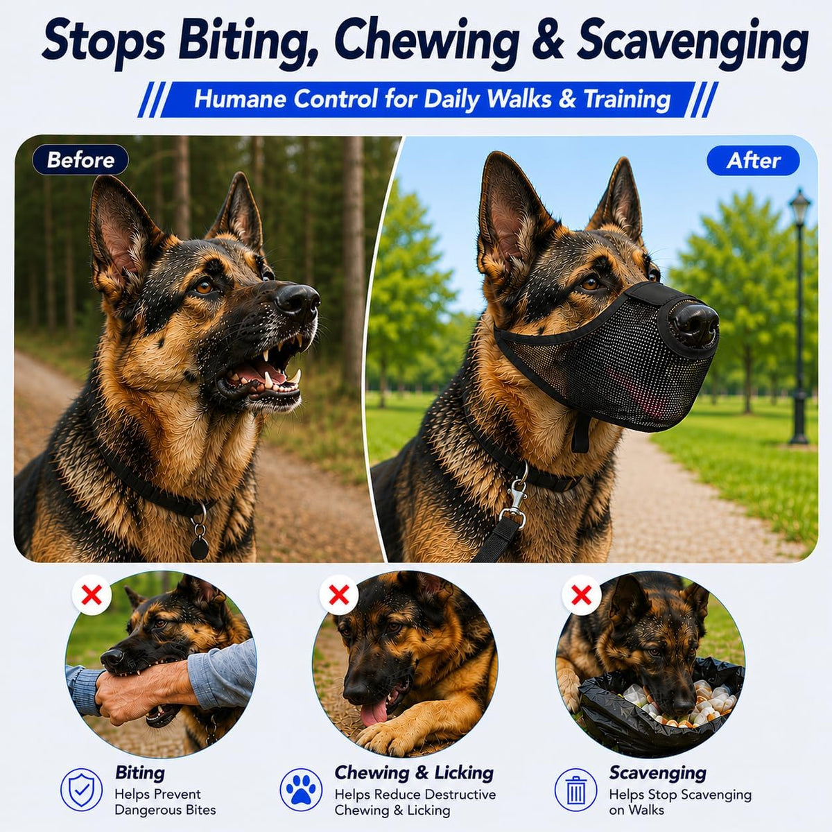 Dog Muzzle, Soft Air Mesh Muzzles for Medium Sized Dogs - Black / S - image 4
