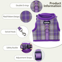 Plaid Breathable Rabbit Harness and Leash Set Escape Proof - Purple / S - image 4