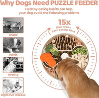 Slow Feeder Dog Bowl for Large Dogs with Non-Slip Base - Adjustable Speed Design, Removable Puzzle Inserts & Dishwasher Safe, Pink