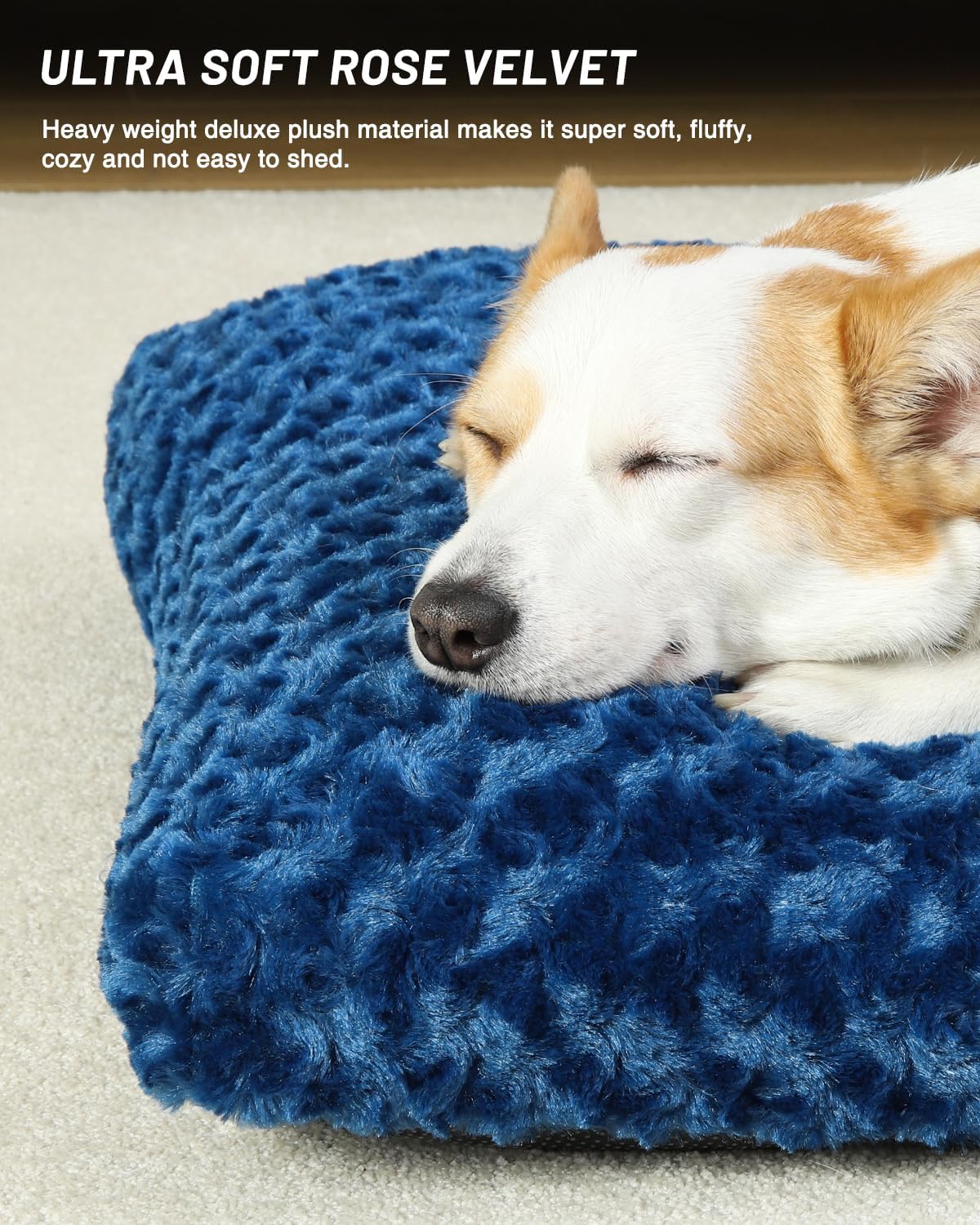 KSIIA Washable Dog Bed Medium Size Dog Crate Bed Plush Pet Mat - Blue / 23.0"L x 18.0"W x 3.0"Th - image 2