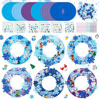 Hollowfly Thanksgiving paper wreath craft kits with gem stickers, ribbons and wool balls - view 6