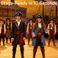 Halatool pirate party hat set with 6 felt hats, 6 skull eyepatches and 6 fake mustaches - view 20