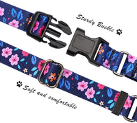 Martingale Dog Collar with Buckle - Blue Flower / Medium - image 3