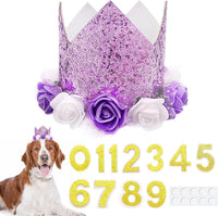 PET SHOW Pink Crown Dog Birthday Party Hat for Girls Reusable - Lavender