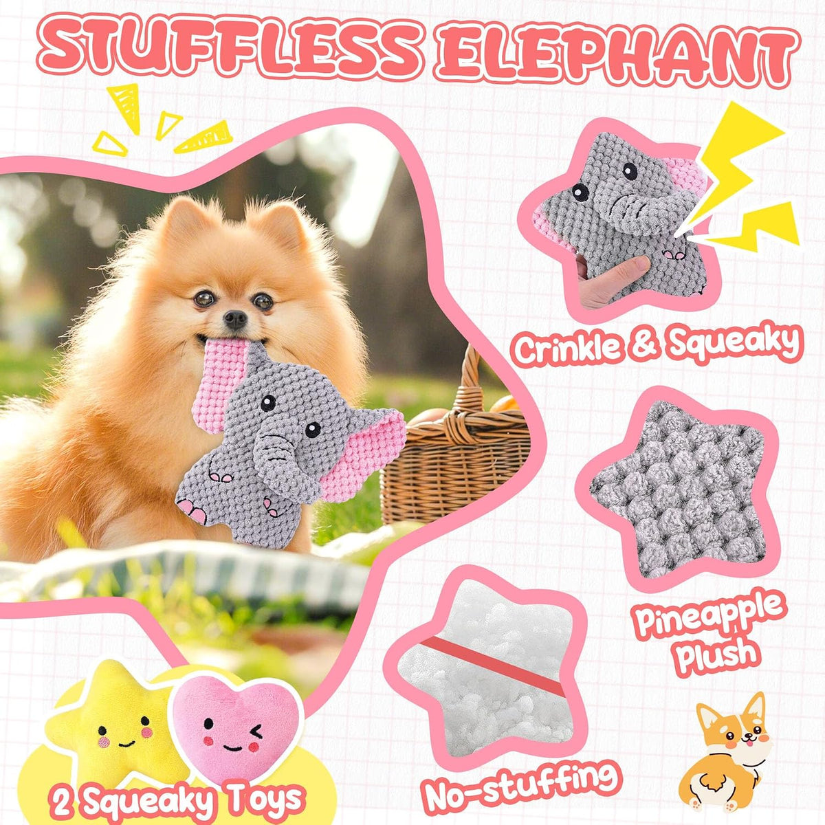 XIUGOAL Pink Puppy Toys - 9 Pack Puppy Chew Toys for Teething, Enrichment Dog Toys for Small Dogs - image 3