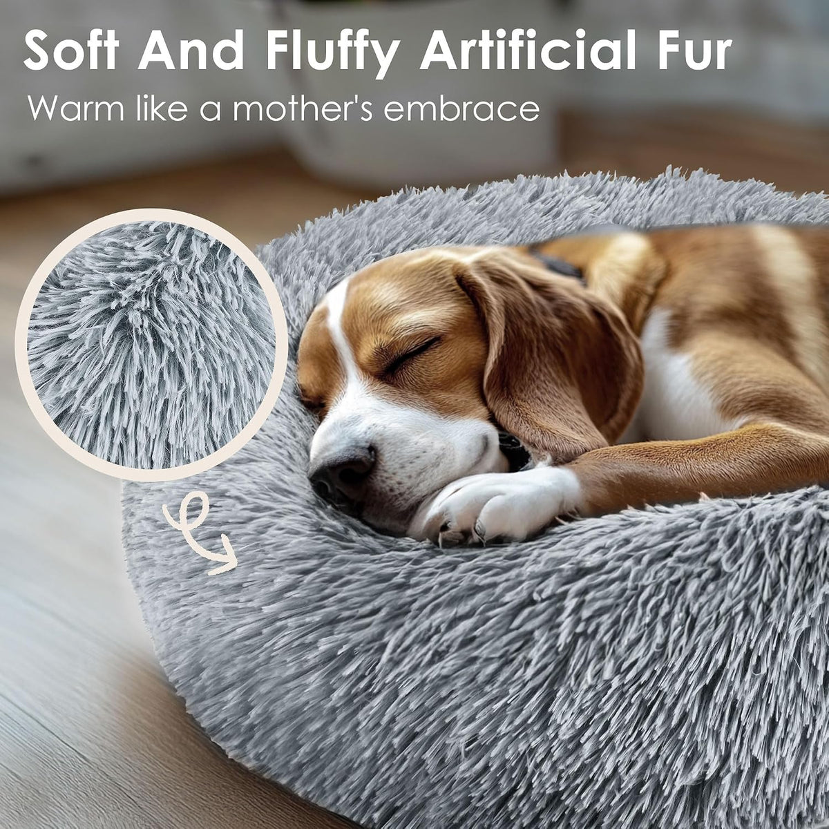 Hoewina Dog & Cat Bed for Indoor Cats - Light Grey / 32.0"L x 32.0"W x 8.0"Th - image 4