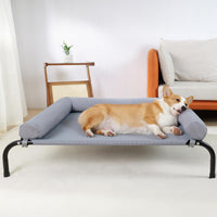 TJSOULER Cooling Elevated Dog Bed with Pillows - M(35x26x8)Inches / Grey - image 2