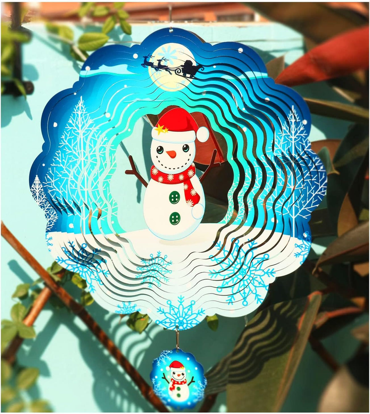 FANTAART Christmas wind spinner, 12 inch stainless steel snowman yard sculpture - view 19