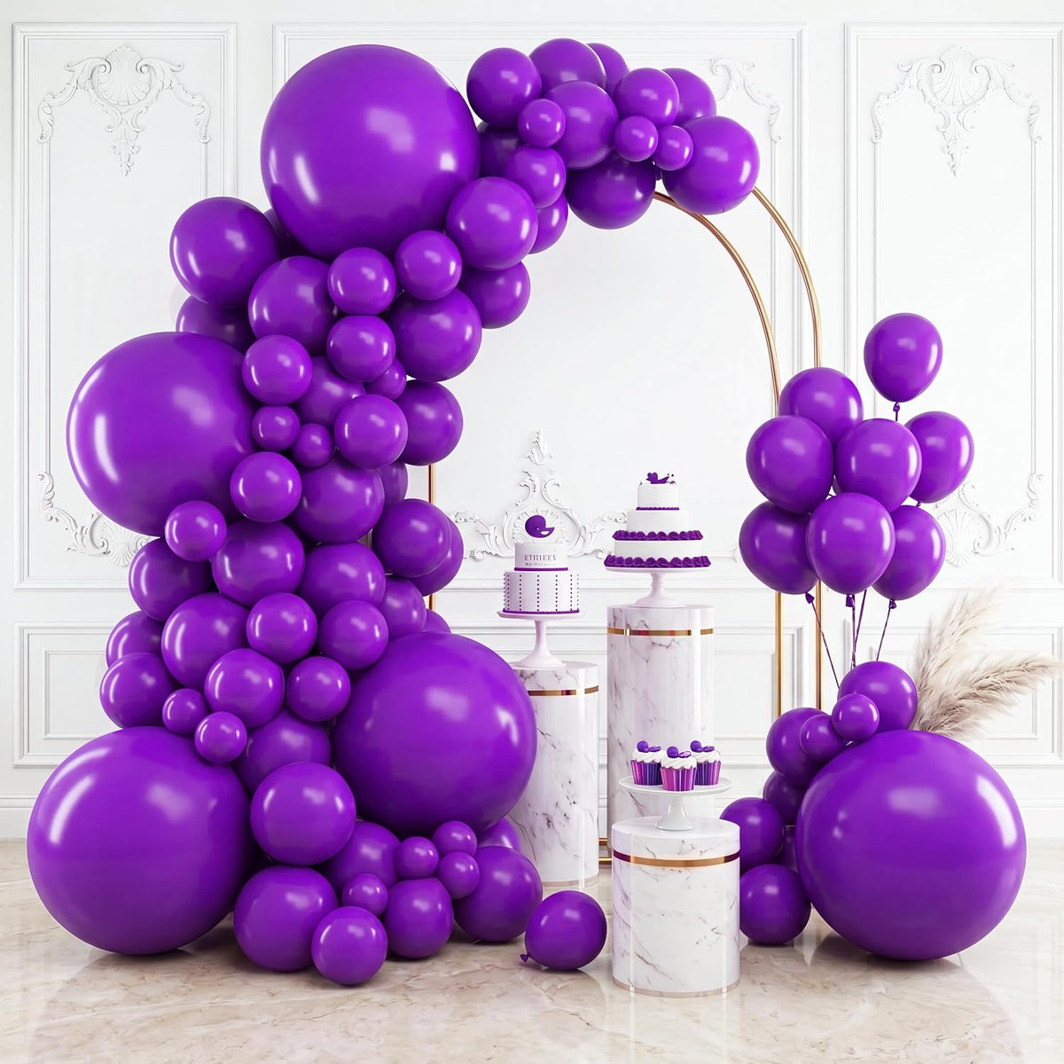 RUBFAC Balloons Black Balloon Arch for Black Birthday Decorations - Dark Purple