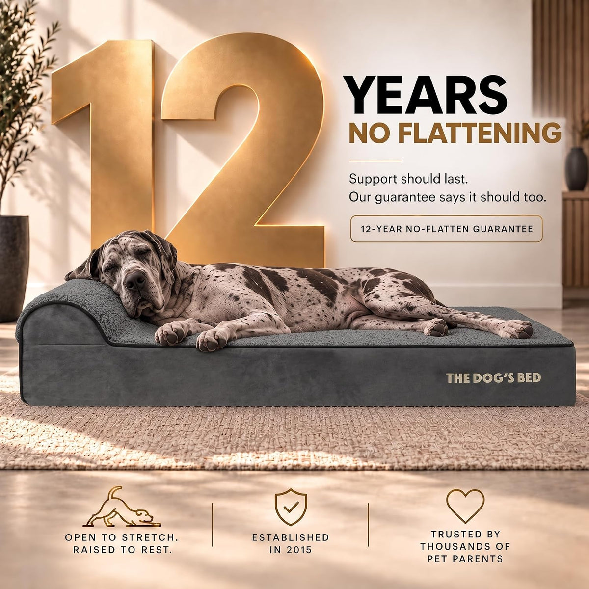 The Dog’s Bed Orthopedic Memory Foam Dog Bed with Headrest XL 6-Inch – Essentials for Dogs - Grey Plush / XXL (54"L x 36"W x 6"Th) - image 3