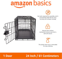 Amazon Basics Portable, Foldable Metal Wire Small Dog Crate with Removable Tray, Divider Panel - 24 x 18 x 20 in / Single Door w/ Divider - image 2