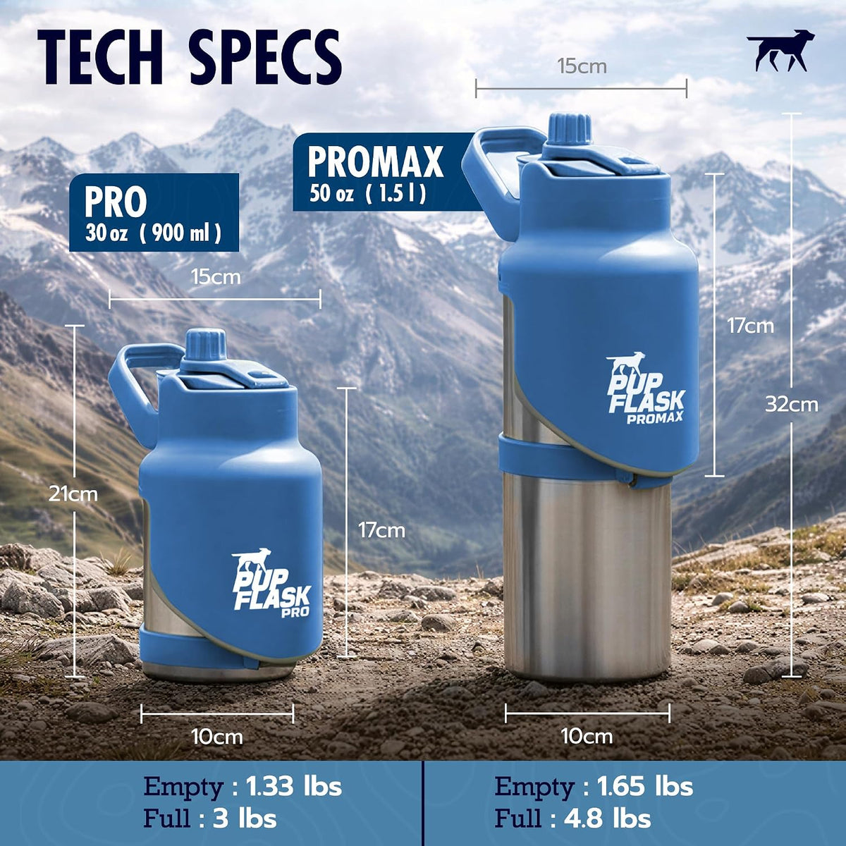 PupFlask Pro Portable Insulated Dog Water Bottle - Blue / 50 Ounce - image 2