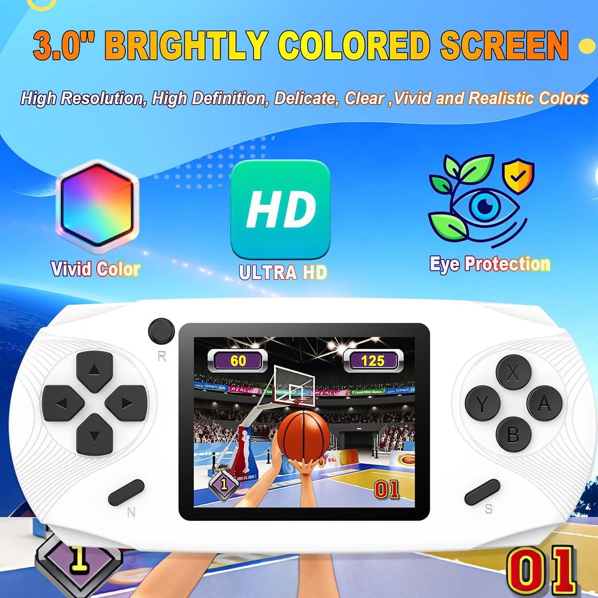 Beijue 16 Bit Handheld Games for Kids Preloaded 220 Retro Video Games - White - image 4