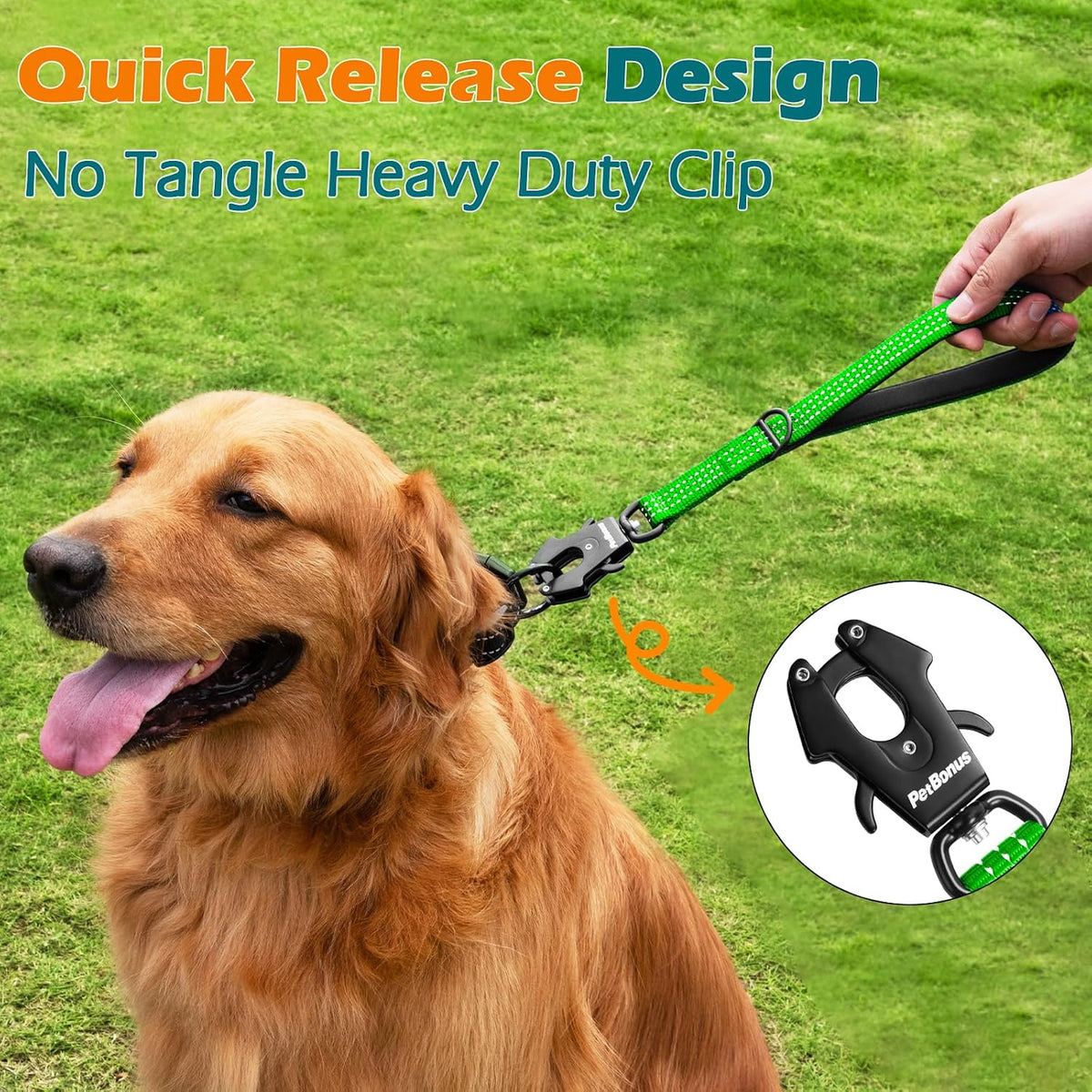 Heavy Duty Short Dog Leash - Grass Green / 12 Inch - image 2