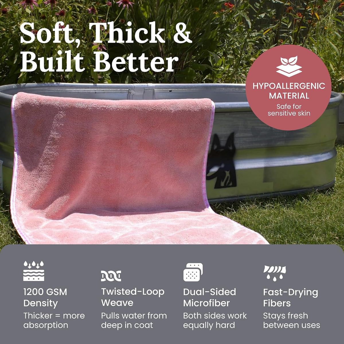 Dog Drying Towel for Dogs - Pink / Large (Pack of 3) - image 4