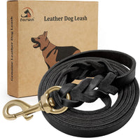 Braided Leather Dog Training Leash 6 Foot - S - 6 ft X 1/2 inch / Black