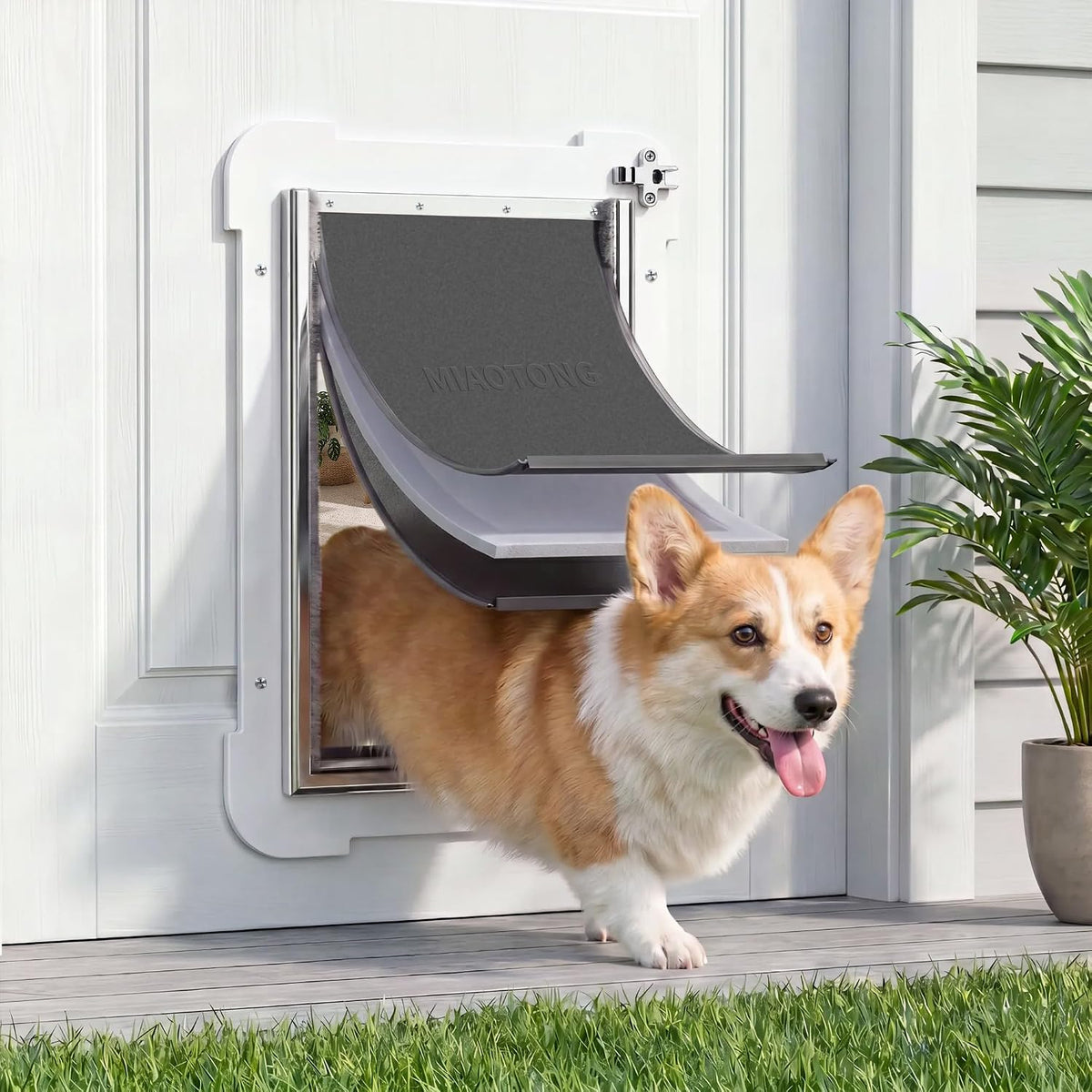 3-Flap Never Rust Extra Large Dog Door for Doors with Sliding Lock - Medium / For Door - image 2