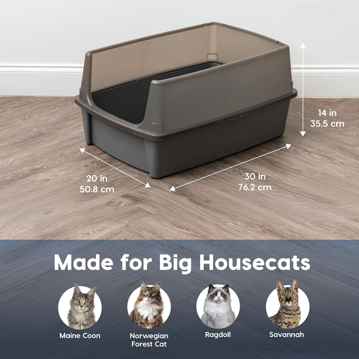 IRIS USA XX-Large High Sided Cat Litter Box, Scatter Shield - XXL / Gray - image 2