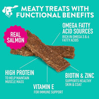 DOGSWELL Jerky Treats for Dogs, Skin and Coat Salmon Recipe 18 oz., 29235