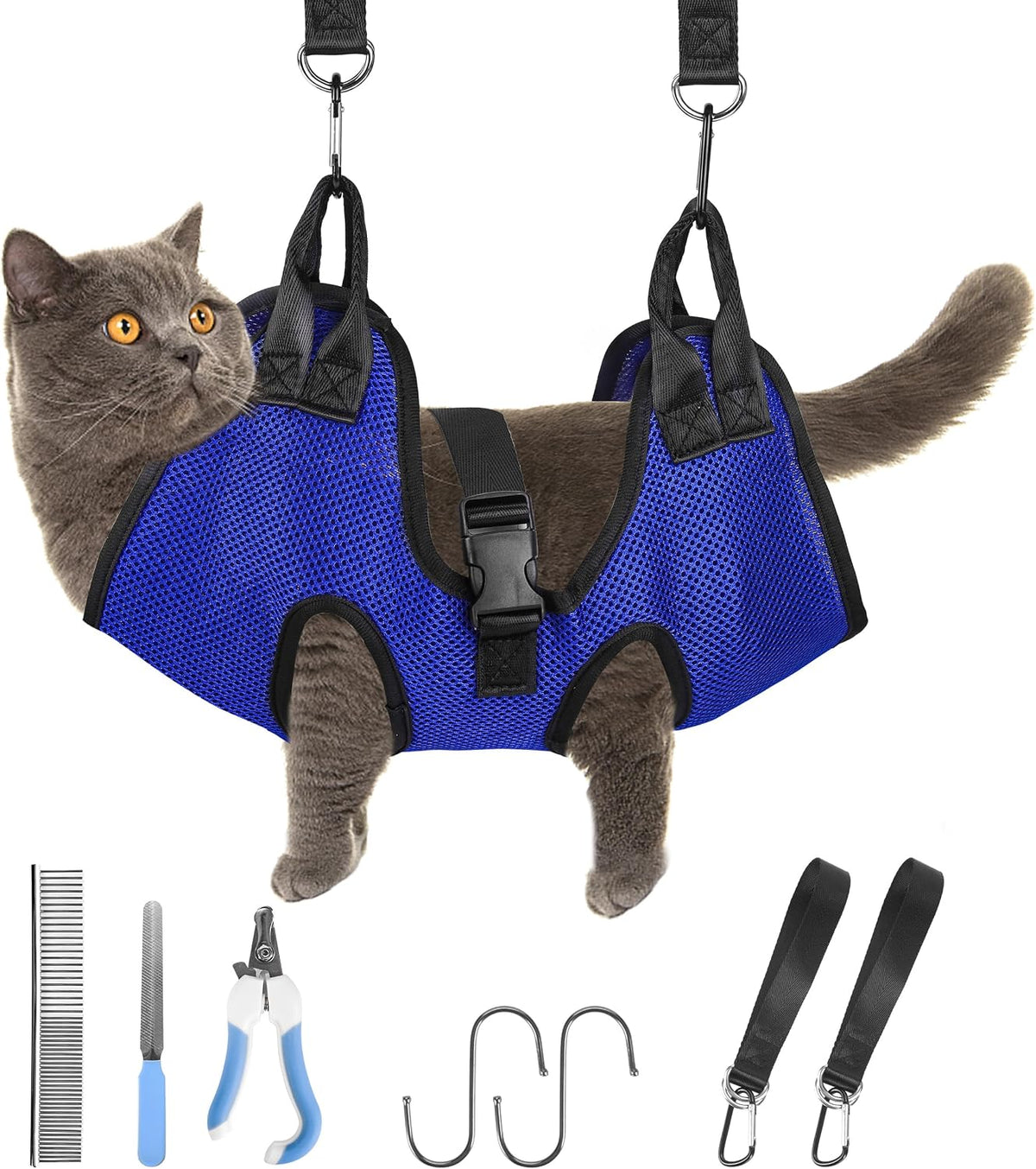 PatiencET Cat Grooming Hammock Kit – Essentials for Dogs - XS (12 LB Max) / Blue