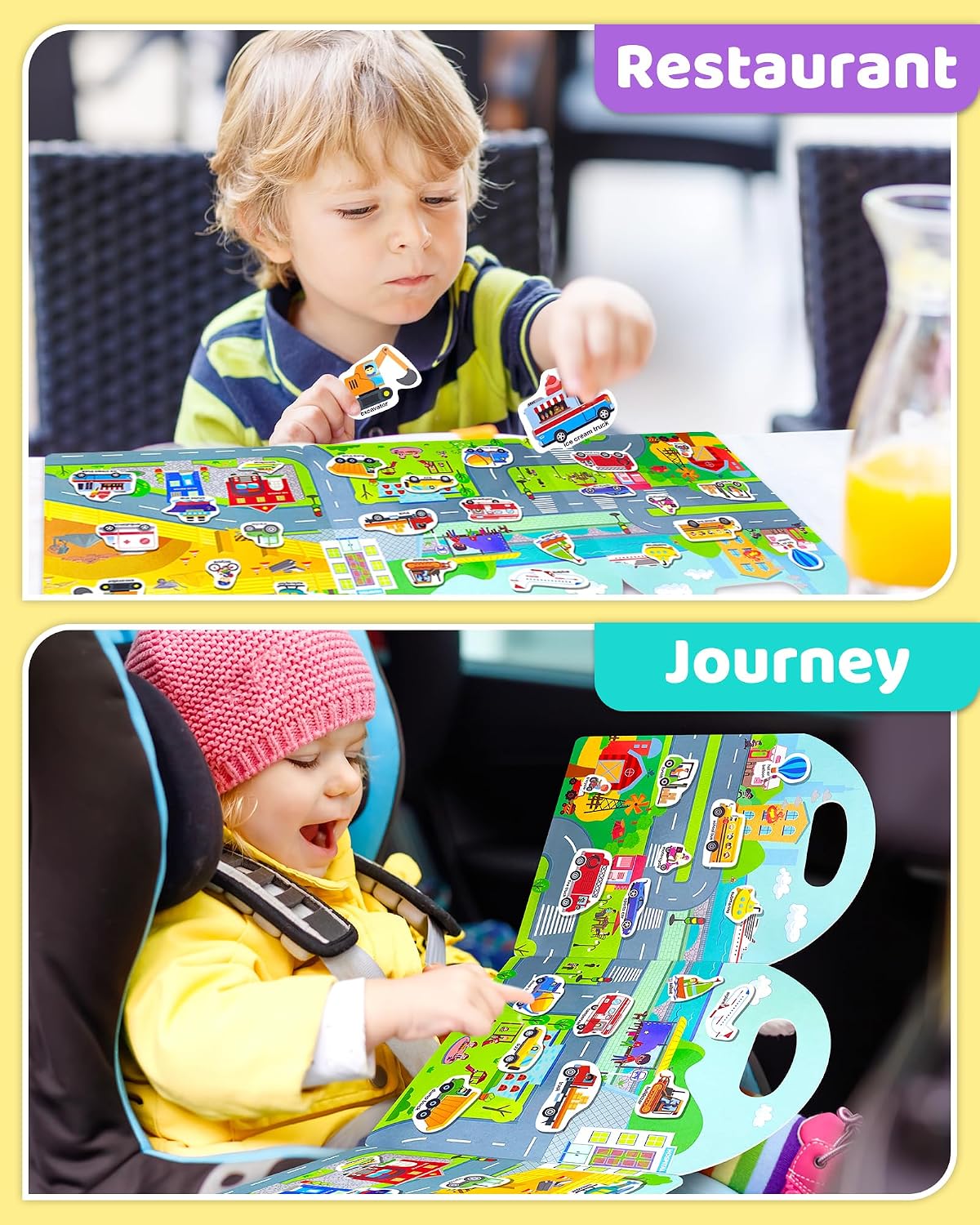 Benresive Reusable Sticker Book, Travel Stickers for Kids - Transport - image 3
