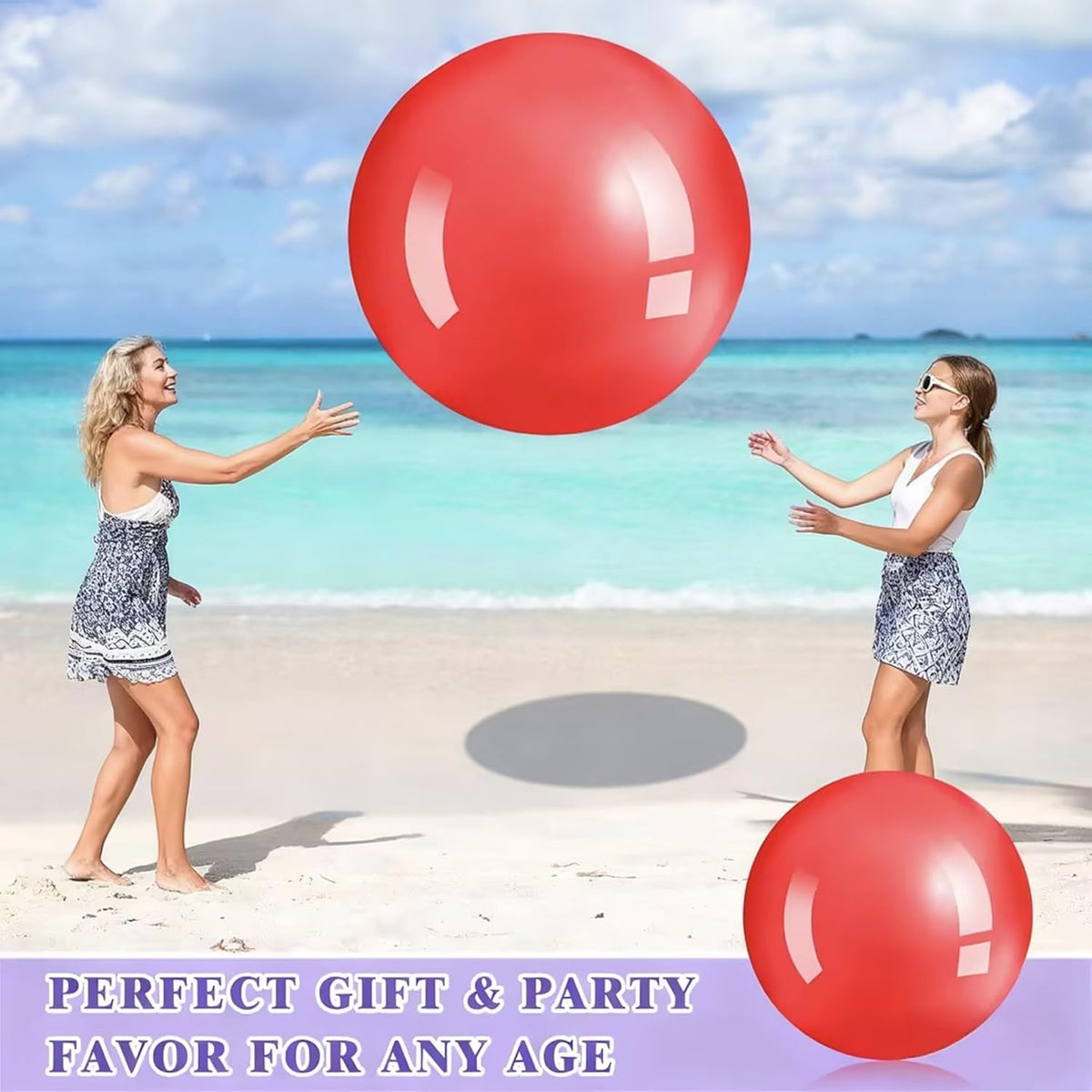Jenaai giant inflatable bouncy balls in red and blue, 30 inches across - view 17