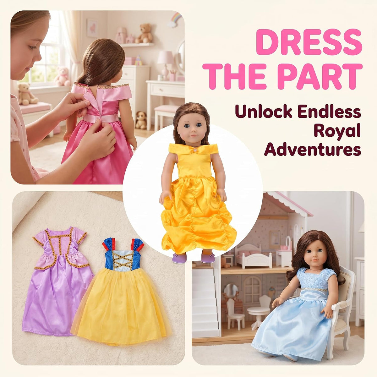 American 18 inch Doll Clothes Accessories 6Sets Different Princess - image 2