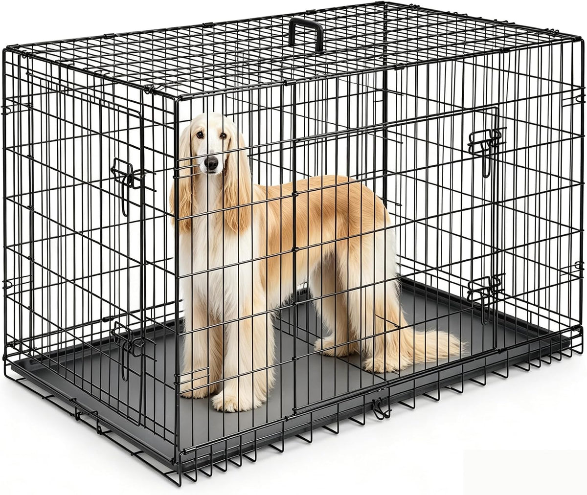 Sweetcrispy 36 Inch Dog Crate, Medium Dog Cage - Double Door / 48.4"L x 30.0"W x 31.3"H