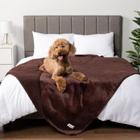 PetAmi Waterproof Dog Blanket Puppy Couch Bed Cover Queen 90x90 - Brown / Queen (90x90)