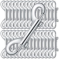Hotop 80 Pcs 3.5 Inch Double Ended Bolt Snaps Hooks Zinc Alloy Trigger Chain Metal Clips Key Holder for Linking Key Chain Dog Leash Collar Pet Sling Feed Buckets(Silver)