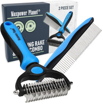 Maxpower Planet Dog Grooming Rake, Deshedding Undercoat Brush - C - Rake and Comb Kit (Best Value) / Large