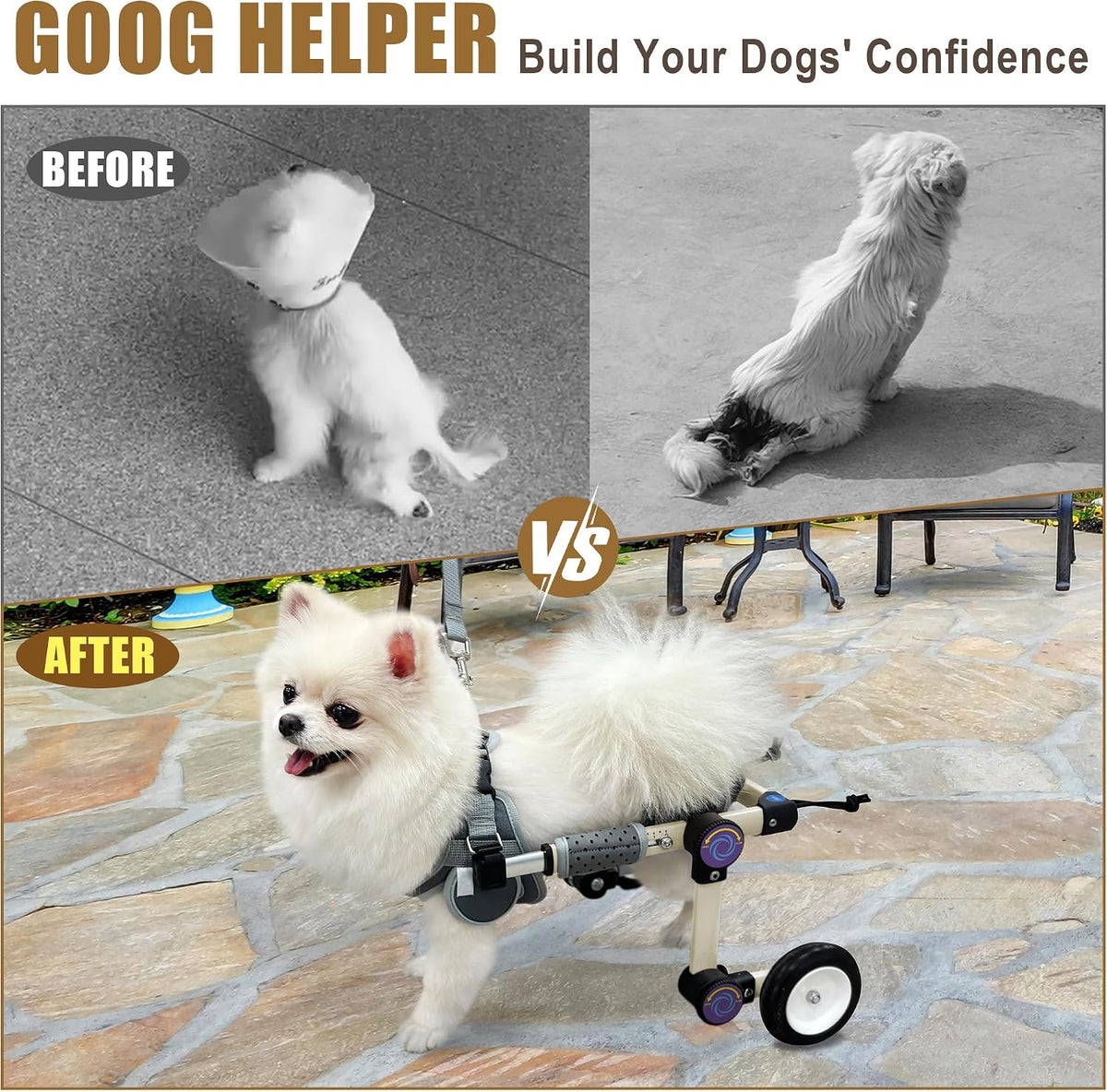 Dog Wheelchair for Back Legs, Adjustable Mobility Cart for Dog – Essentials for Dogs - White 3XS for 3-6.6lb - image 2