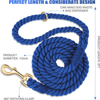 5 FT Handmade Rope Dog Leash for Small Medium and Large Dogs – Essentials for Dogs - 5FT x 1/2in (Pack of 1) / Navy Blue - image 2