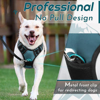 Eagloo Dog Harness for Large Dogs, No Pull Service Vest with Reflective Strips and Control Handle, Adjustable and Comfortable for Easy Walking, No Choke Pet Harness with 2 Metal Rings, Dark Green, L