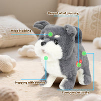 Easfan Walking Dog Toy for Kids Barking Interactive Puppy Stuffed - Grey_Dog - image 2