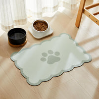 Scalloped Dog Feeding Mat, Beige White, 14" X 19” – Essentials for Dogs - Green / 19"L x 14"W