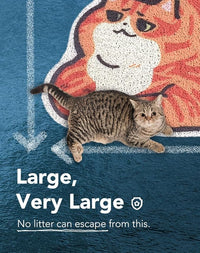 Lukamoo® Cute Cat Litter Mat (30’’x20’’), Large/L, for Kitty Litter & Cute Cat Litter Box, Litter Trapping Mat (Orange Tabby)