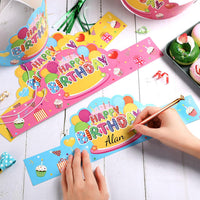 Yunsailing 36 Pcs Birthday Crowns Kids Classroom Party, Pink - Pink, Yellow, Blue - image 4